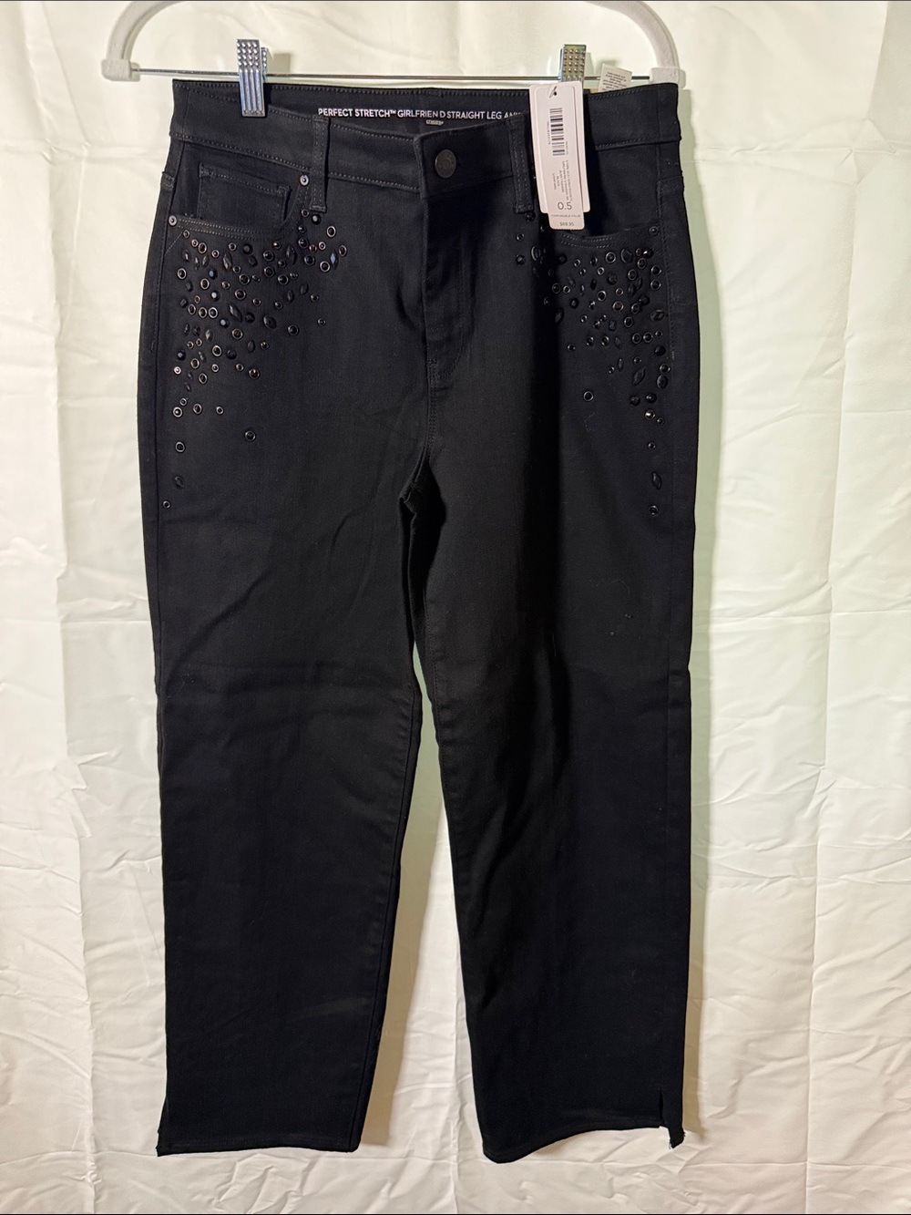 Chico's Black Straight Leg Jeans with Stud Embellishments